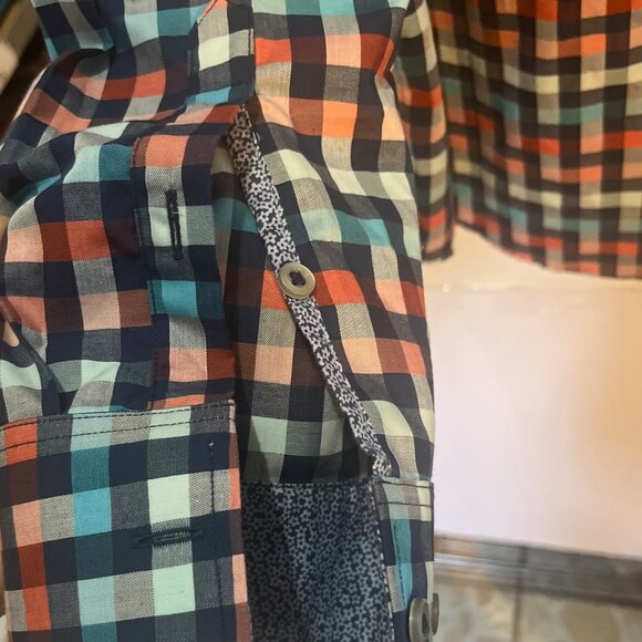 Tommy Bahama XL Long Sleeve Shirt Made in Peru Vibrant Checkered 100% Cotton - Picture 2 of 5